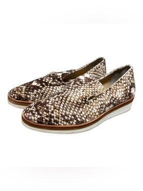 Free People Snake Eyes Metallic Velvet Snakeskin Print Slip On Platform Loafer 8